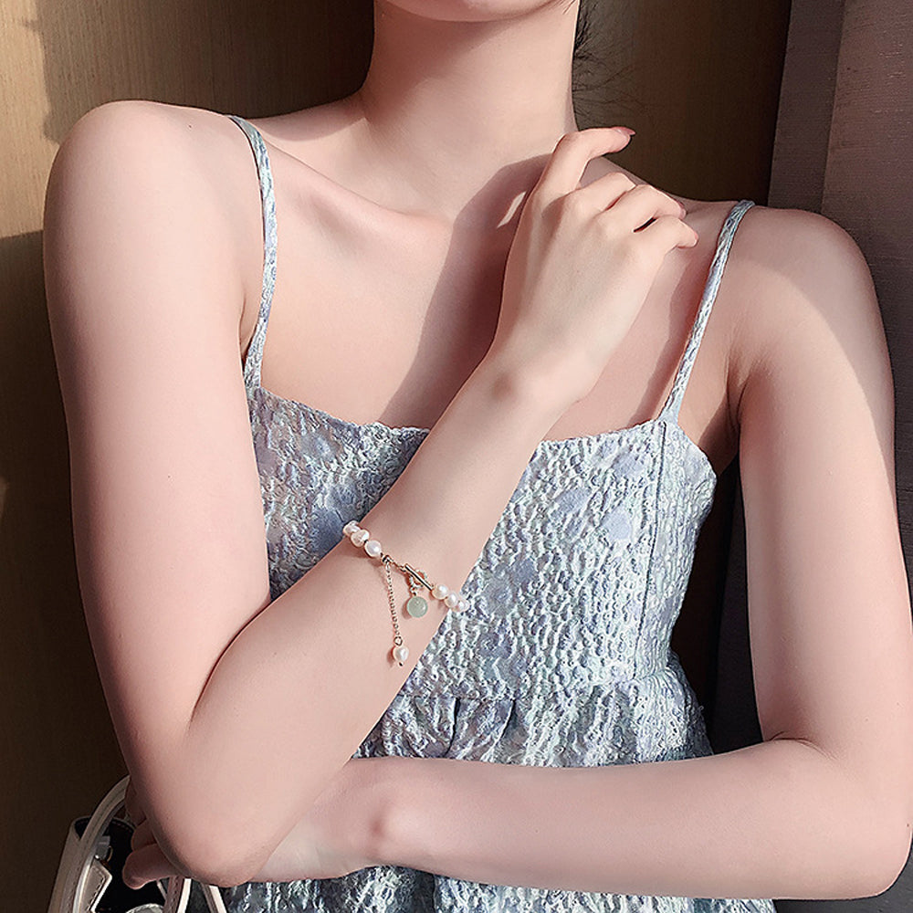 Women's Freshwater Pearl Adjustable Bracelet - Pink - packaging shown
