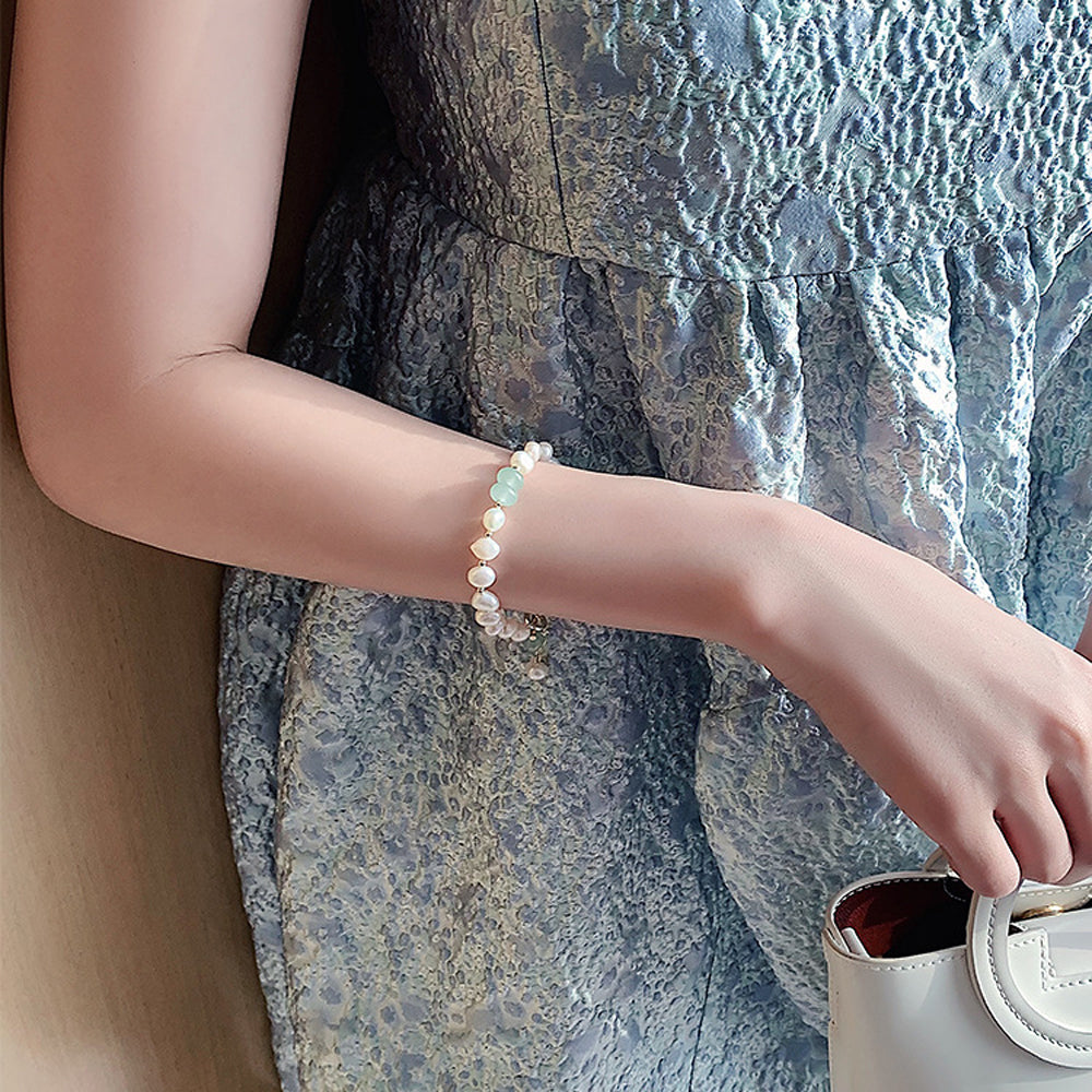 Women's Freshwater Pearl Adjustable Bracelet - Pink - worn styled shot
