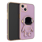3D Astronaut Phone Case Anti-Drop Electroplating Bracket - Pink - packaging shown