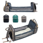 USB Charging Version Mommy Bed Backpack Folding Large Capacity Multi-function - Black A and orange - front view