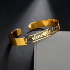 Customized Name Cuff Bracelet - Personalized Bangle, Multiple Widths & Styles - C - side view