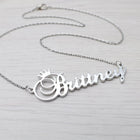 Stainless steel name letter custom crown necklace metal jewelry - Silver - worn styled shot