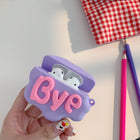 AirPod 2 Case 3D HI BYE Cloud Letter Cartoon Soft Silicone Wireless Earphone Cases For Airpods Case Cute Cover - Pink - side view