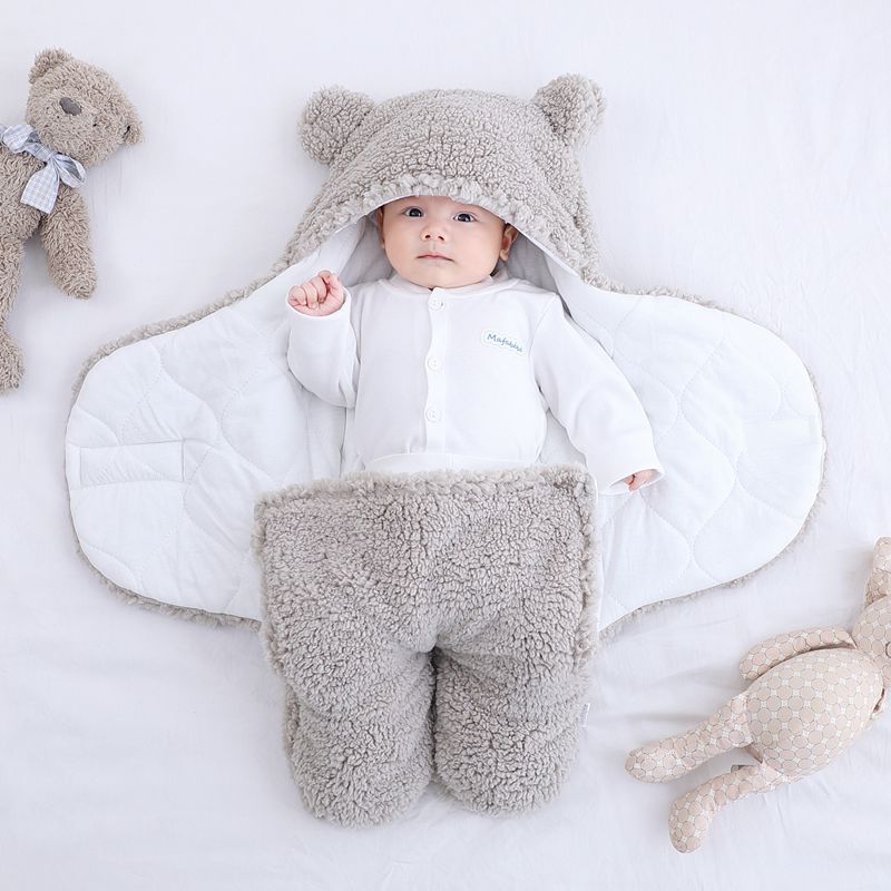 Baby Quilted Sleeping Bag Wrapper - Khaki - size comparison