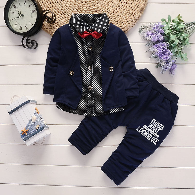 Toddler Boys Casual Suit Set – Printed 2-Piece Outfit