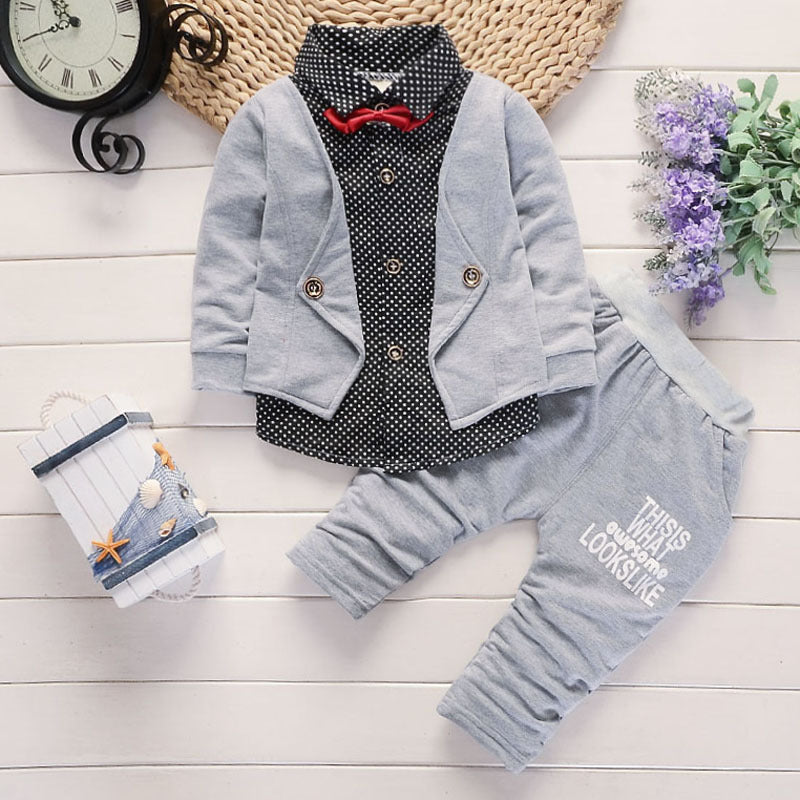 New Design Toddler Boys Casual Suit Set Boys Clothes Set Printed Suit Infant Boys Children Clothing Set - worn styled shot