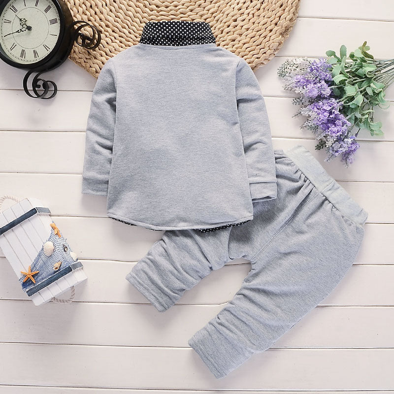 Toddler Boys Casual Suit Set – Printed 2-Piece Outfit