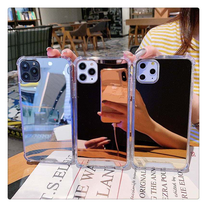 Mirror Phone Case Convenient Phone Case With Mirror - Golden - packaging shown