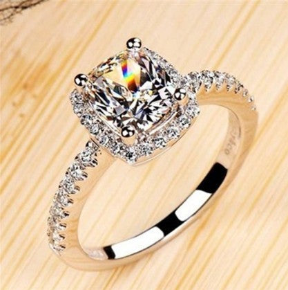 Rings For Women Bridal Wedding Anelli Trendy Jewelry Engagement Ring White Gold Color Anillos - Yellow With Box - packaging shown