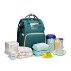 USB Charging Version Mommy Bed Backpack Folding Large Capacity Multi-function - Green B - front view