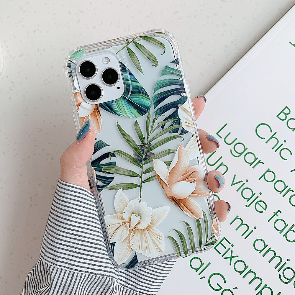 Banana Leaf Watercolor Flowers Are Suitable For Protecting Mobile Phone Cases - Orange - side view