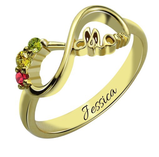 Sterling Silver Infinity Ring Jewelry Personalized Name Custom Ring - Gold size8 - worn styled shot