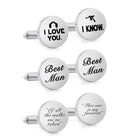 High Quality Custom Name Date Stainless Steel Cufflinks Personalized Metal Cuff Links For Men Wedding Jewelry - One - front view