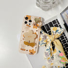 Autumn Leaves And Flowers With Bow Silk Scarf Phone Cases - Flowers with bracket scarf - side view