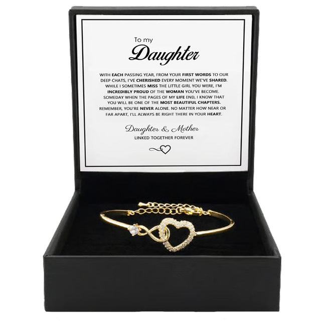 Hollow Zircon Heart Open-End BraceletLight Luxury - Silvery - packaging shown