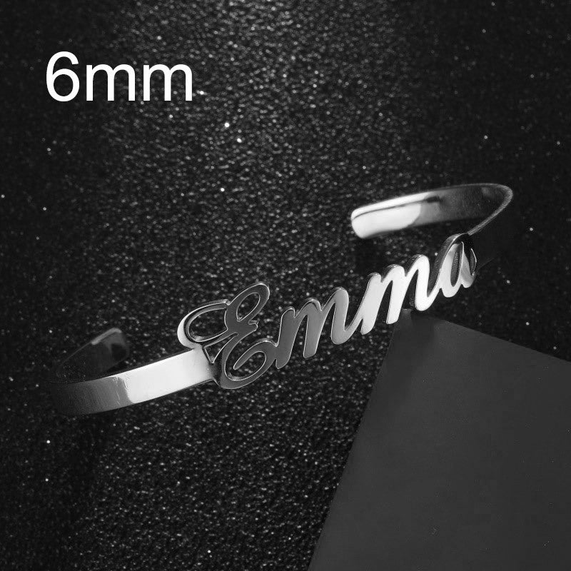 Customized Name Cuff Bracelet - Personalized Bangle, Multiple Widths & Styles - Style3 - lifestyle shot
