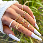 Openwork Flower Set Ring Simple Glossy - front view (1 of 6)