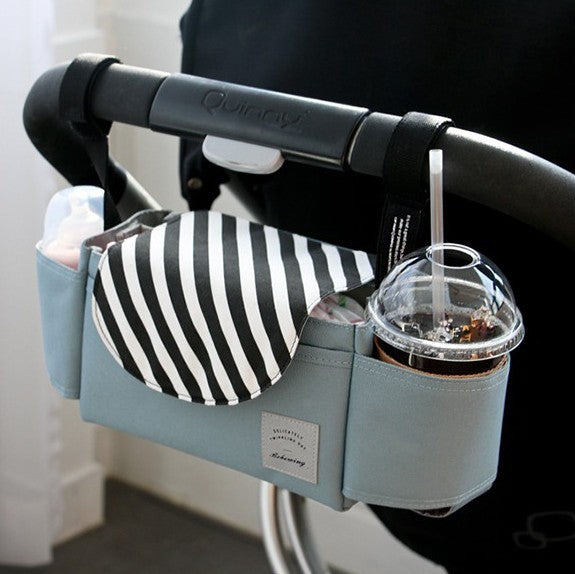 Multifunction Baby Stroller Bag Organizer Maternity Nappy Bag Stroller Accessories Cup wheelchair bag - Grey bear - front view