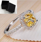 Rings For Women Bridal Wedding Anelli Trendy Jewelry Engagement Ring White Gold Color Anillos - Silver With Box - back view
