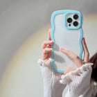 Wave Border Mobile Phone Case Solid Color Simple Candy Color - Pink - packaging shown
