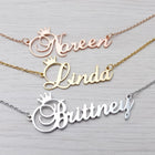 Stainless steel name letter custom crown necklace metal jewelry - Gold - front view
