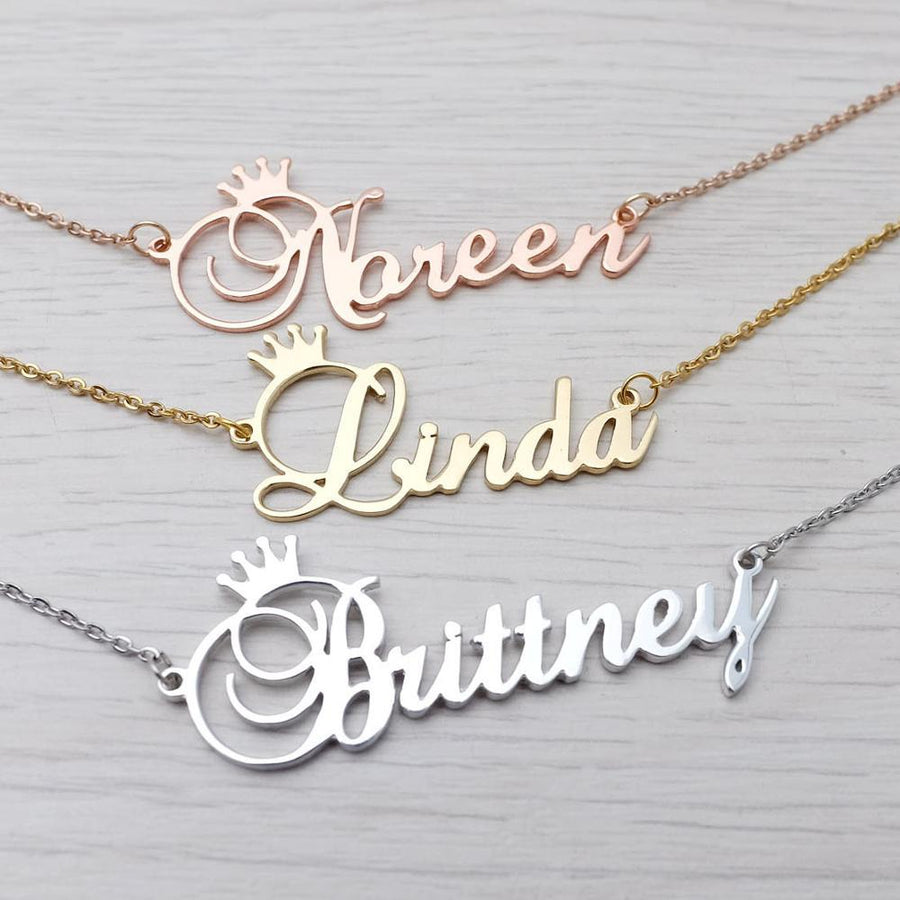 Custom Crown Initial Necklace – Personalized Letter Pendant