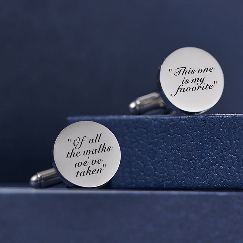 High Quality Custom Name Date Stainless Steel Cufflinks Personalized Metal Cuff Links For Men Wedding Jewelry - Two - side view