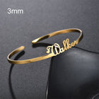Customized Name Cuff Bracelet - Personalized Bangle, Multiple Widths & Styles - Style1 - worn styled shot