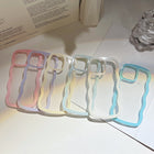 Wave Border Mobile Phone Case Solid Color Simple Candy Color - White - color option displayed