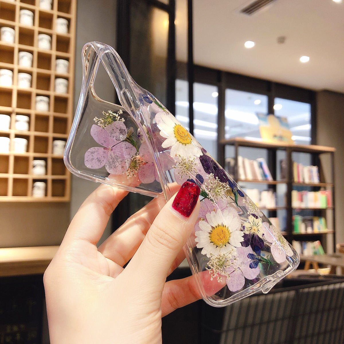 Preserved Flower Epoxy Phone Cases - Blue - side view