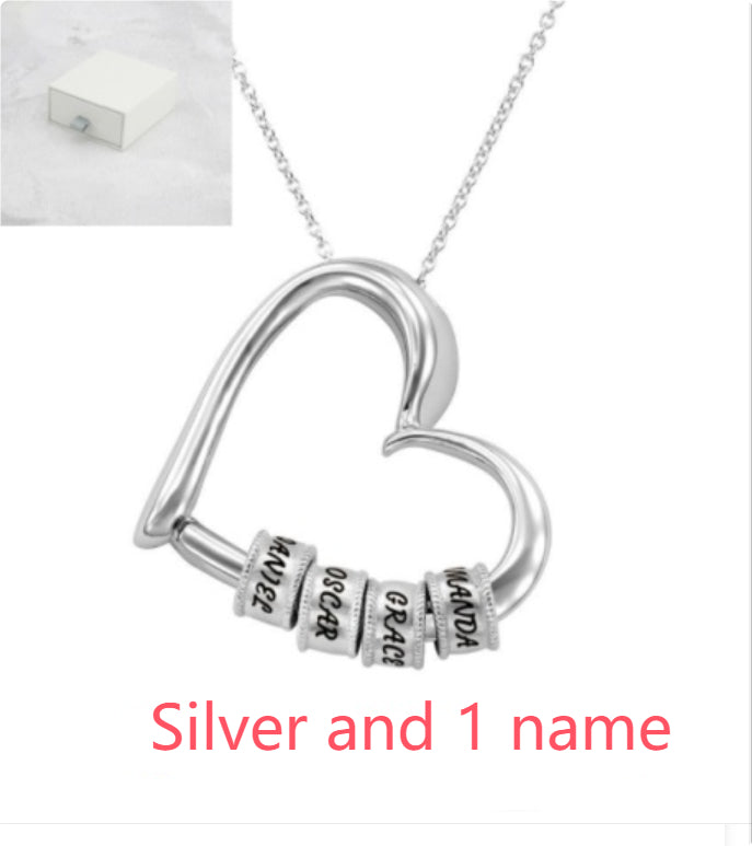 Personalized Heart Necklaces Women Jewelry Custom Name Necklaces & Pendants Mothers Day Gift - Silver - size comparison