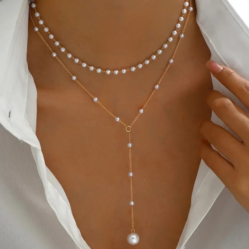 Double Layer Pearl Necklace – Twin Strand Elegant Jewelry