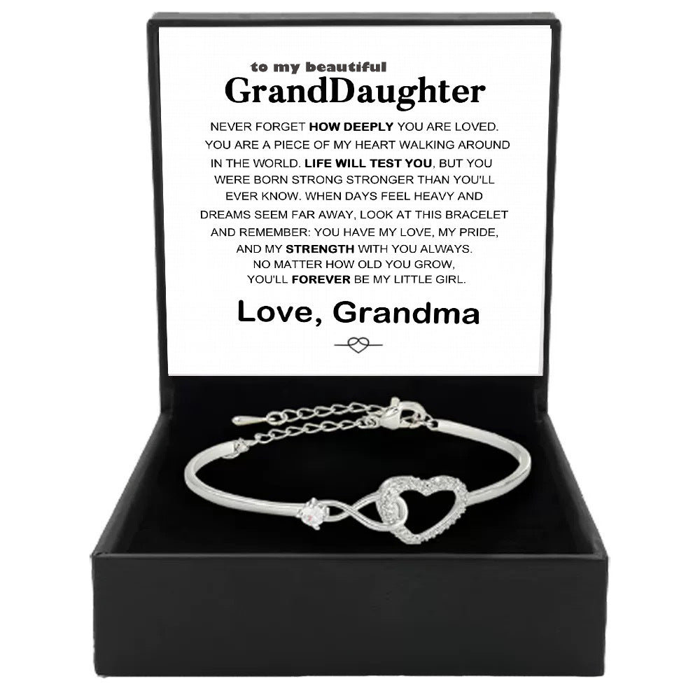 Hollow Zircon Heart Open-End BraceletLight Luxury - Silvery - detail close-up