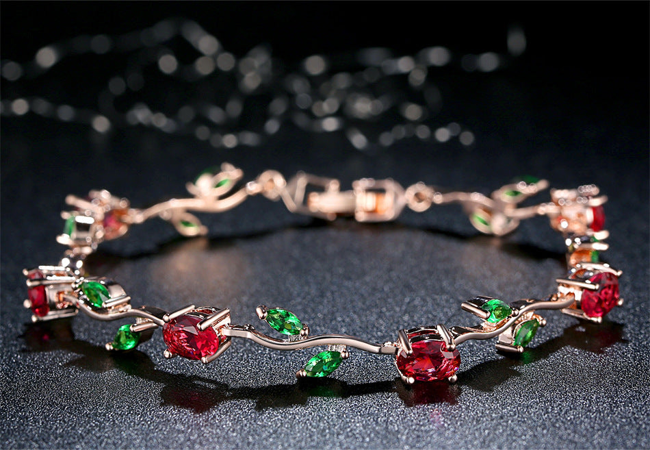 Plated Crystal Ladies Bracelet - White - side view