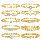 Womens Zircon Bracelet With Flower And Heart Designs - 107Style - front view