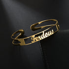 Customized Name Cuff Bracelet - Personalized Bangle, Multiple Widths & Styles - Style3 - back view