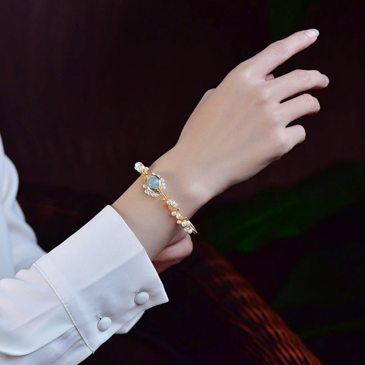 Pearl Bracelets For Women Gold Plating Pearl Bracelet Gold Wire Braided Vintage Style Bracelets Cuff Bracelets Fashion Bracelet - color option displayed (5 of 7)
