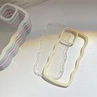 Wave Border Mobile Phone Case Solid Color Simple Candy Color - Light Blue - back view