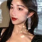 Fashionable And Simple Long Tassel Earrings - Gold right - side view