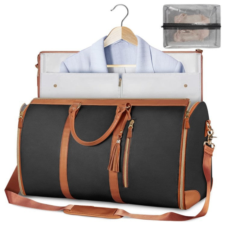 Large Capacity Travel Duffle Bag Women's Handbag Folding Suit Bag Waterproof Clothes Totes - B Sapphire Stripes - front view