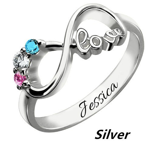 Sterling Silver Infinity Ring Jewelry Personalized Name Custom Ring - Gold size7 - color option displayed