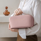 Travel Cosmetic Bag Large Capacity Multifunction Travel Cosmetic Bag Women Toiletries Organizer Female Storage Make Up Case Tool - Double layer pink - side view