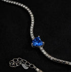 Luxury Customized Heart Shaped Birthday Stone Zircon Bracelet For Women - Silver - detail close-up