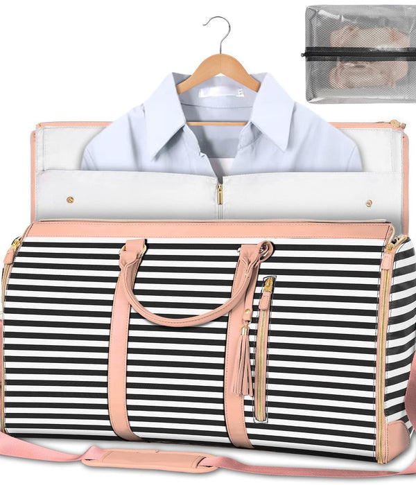 Large Capacity Travel Duffle Bag Women's Handbag Folding Suit Bag Waterproof Clothes Totes - A Pink - front view
