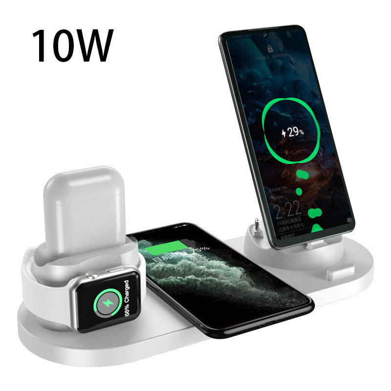 Wireless Charger For IPhone Fast Charger For Phone Fast Charging Pad For Phone Watch 6 In 1 Charging Dock Station - White - worn styled shot