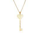 Custom Key Shaped Name Necklace Women's Stainless Steel Vertical Pendant Jewelry Couple Necklace - Silver - worn styled shot