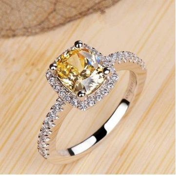 Rings For Women Bridal Wedding Anelli Trendy Jewelry Engagement Ring White Gold Color Anillos - Black - worn styled shot