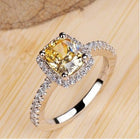 Rings For Women Bridal Wedding Anelli Trendy Jewelry Engagement Ring White Gold Color Anillos - Black - worn styled shot