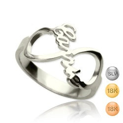 Sterling Silver Infinity Ring Jewelry Personalized Name Custom Ring - Gold size10 - front view