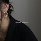 Minimalist Metal Statement Earrings, Trendy Retro Baroque Ear Ornaments - Style 2 - detail close-up